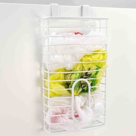 HOME BASICS Home Basics Over the Cabinet Plastic Bag Organizer, White ZOR96195